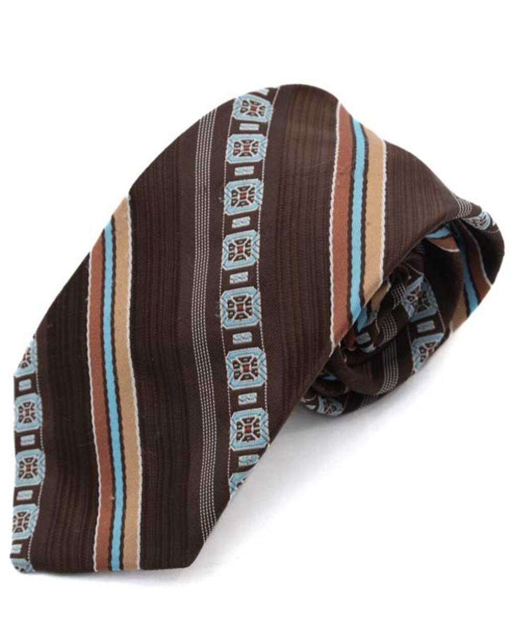 Vintage JCPenney Brown Blue Striped 60's 70's Polyester Necktie
